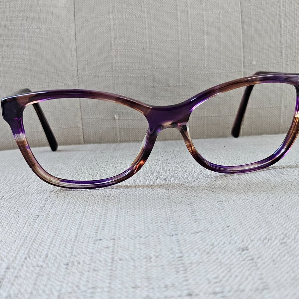 DKNY Women Eyeglass Brown Purple Clear Marble Swirl Wayfarer Glasses 57[]16 140 - Picture 6 of 16